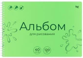 Альбом д/рис.40л., А4, на гребне BG "Однотонный. Зеленый", пластиковая обложка, 120г/м2 383108 - КОЛОРЛОН ВТД Новосибирск