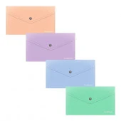 61144 КОНВЕРТ ПЛАСТ. НА КНОПКЕ, C6, ЕRICHКRAUSE MATT PASTEL BLOOM, 0,18 ММ, НЕПРОЗР. АССОРТИ /12 - КОЛОРЛОН ВТД Новосибирск
