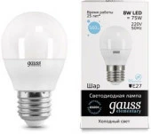 8W Led Gauss 53238 Globe E27 6500K Лампа - КОЛОРЛОН ВТД Новосибирск
