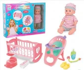 IT108548 Набор Girl's Club "Маленькая мама":пупс 30 см(пьет,пис,закр.глазки),кров,стул,акс.46*35*10 - КОЛОРЛОН ВТД Новосибирск