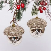 Набор украшений SHINE "Christmas Nut" 10 см (2 шт.), light champagne 201-1907 - КОЛОРЛОН ВТД Новосибирск