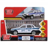 303041 Машина металл LADA-21099 "СПУТНИК" ПОЛИЦИЯ 12 см, двери, багаж, белый, кор. Технопарк в кор.2 - КОЛОРЛОН ВТД Новосибирск