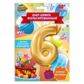 349471 Фольгированный шар-цифра  "6", 102 см,  с днем рождения ЧУДО ПРАЗДНИК в кор.20*25шт - КОЛОРЛОН ВТД Новосибирск