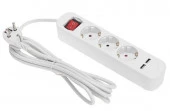 REXANT Удлинитель с USB и выключателем (3с/з, 3м, ПВС 3х1)  белый 13-4016 - КОЛОРЛОН ВТД Новосибирск