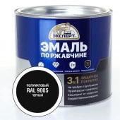 ЭКСПЕРТ Эмаль по ржав. 3в1 полуматовая черный RAL 9005 (1,8кг; 6шт) - КОЛОРЛОН ВТД Новосибирск