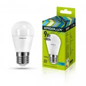 9W Ergolux LED-G45-9W-E27-4K Шар 9Вт E27 4500K 172-265В 13177 - КОЛОРЛОН ВТД Новосибирск