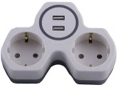 Stekker Разветвитель 2с/з, 16A+2USB 2.4А, белый/серый ADP16-14-20 - КОЛОРЛОН ВТД Новосибирск