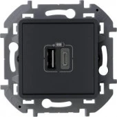 Legrand INSPIRIA Антрацит Розетка USB 5В/3000мА 673763 - КОЛОРЛОН ВТД Новосибирск