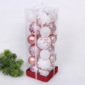 Набор шаров "Snow shine" 7 см + 5 см (24 предмета), Розовое золото/Белый 201-3132 - КОЛОРЛОН ВТД Новосибирск
