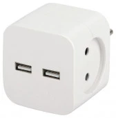 ЭРА Адаптер 2б/з + 2xUSB 2400mA, белый SP-2-USB-W - КОЛОРЛОН ВТД Новосибирск
