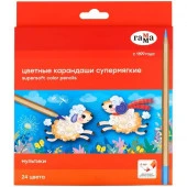 Карандаши цветные Гамма "Мультики", 24цв., супермягкие, увелич. диаметр грифеля 4,0мм  80220218 - КОЛОРЛОН ВТД Новосибирск
