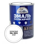 ЭКСПЕРТ Эмаль по ржав. 3в1 полуматовая белый RAL 9003 (0,8кг; 6шт) - КОЛОРЛОН ВТД Новосибирск