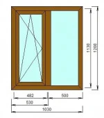 Окно «Стандартное» 271/4, с двумя створками 1000х1200 мм,: ГЛ/ПО кашированное цвет Темный дуб - КОЛОРЛОН ВТД Новосибирск