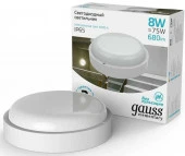 8W Светильник Gauss Elementary IP65 D140*51 8W 680lm 4000K 160-260V ЖКХ круглый - КОЛОРЛОН ВТД Новосибирск
