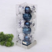 Набор шаров "Snow shine" 7 см + 5 см (24 предмета), Сапфир/белый 201-3130 - КОЛОРЛОН ВТД Новосибирск