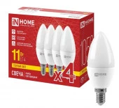11W LED-СВЕЧА-VC 4PACK 11Вт 230В Е14 3000К 1050Лм (4шт./упак) IN HOME - КОЛОРЛОН ВТД Новосибирск