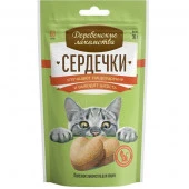 Деревенские лакомства д/кош Сердечки улучшают пищеварение и выводят шерсть, 30г - КОЛОРЛОН ВТД Новосибирск