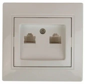 1-304-02 Intro Plano Розетка ПК+ПК Cat5e слоновая кость - КОЛОРЛОН ВТД Новосибирск
