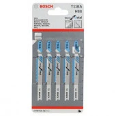 BOSCH Пилки 5шт HSS  50мм, T118A, зуб-1,2мм, волнистое, рез-прямой, металл 1,5...3мм 2608631013 - КОЛОРЛОН ВТД Новосибирск