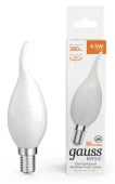 *4,5W Лампа Gauss Basic Filament Свеча на ветру 380lm 2700К Е14 milky  LED - КОЛОРЛОН ВТД Новосибирск