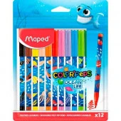 Фломастеры 12цв. MAPED "Color`Peps Ocean Life" 845701 супермываем.,заблокир.пиш.узел,в пакете - КОЛОРЛОН ВТД Новосибирск