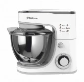 SAKURA Миксер электр с чашей SA-6332W ELEGANT планетарный 1300Вт 5,0 л 6скор+Турбо - КОЛОРЛОН ВТД Новосибирск