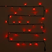 Гирлянда для улицы  7м 80 ламп LED чёрный провод, 8 реж, IP-54, Красный (соед) 183-320 - КОЛОРЛОН ВТД Новосибирск