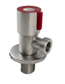 MAGNUS 9270 Кран металлокерамика,угловой 1/2"х1/2",красная ручка,с отражателем,из нерж. стали марка - КОЛОРЛОН ВТД Новосибирск