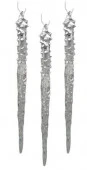 Новогоднее подвесное украшение из стекла, набор из 3 штук / 1,5X1,5X18см арт.92630 - КОЛОРЛОН ВТД Новосибирск