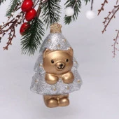 Ёлочная игрушка "Медвежонок-ёлочка" 7,5*5*12 см, серебро 916-0742 - КОЛОРЛОН ВТД Новосибирск