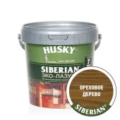 HUSKY SIBERIAN «Эко-Лазурь для дерева» полуматовая ореховое дерево (0,9л; 6шт) - КОЛОРЛОН ВТД Новосибирск