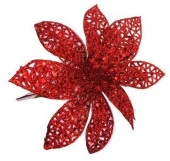 Новогоднее ёлочное украшение Цветок красная сетка из ПВХ / 13x13,5x13,5см арт.88867 - КОЛОРЛОН ВТД Новосибирск