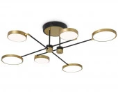 ***Светильник LED FL5157/6 BK/GD золото 84W 3000K/4200K/6400K 1100*1000*265 (ПДУ ИК) - КОЛОРЛОН ВТД Новосибирск