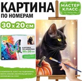 MKR3020-113 Набор для рисования "Картина по номерам 20*30 см. Черный кот"Мастер класс - КОЛОРЛОН ВТД Новосибирск