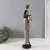 Африканка в платье с листьями, с горшком белый с чёрным 8,5х8х39 см   10323448 - КОЛОРЛОН ВТД Новосибирск