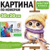 MKR3020-64 Картина по номерам "Сова в шарфе и шапке" 30*20 см. Мастер класс - КОЛОРЛОН ВТД Новосибирск