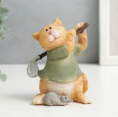 Сувенир полистоун "Кот играет с мышкой в гольф" 9х6х7 см   7485994 - КОЛОРЛОН ВТД Новосибирск