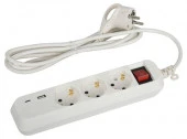 ЭРА Удлинитель с USB и выключателем (3с/з, 1,5м, ПВС3х0,75) белый UB-3es-1,5m-USB - КОЛОРЛОН ВТД Новосибирск
