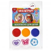 253175  Аквагрим MultiArt 3 цв. красок масл. осн., 3 штампа-трафарета в пласт. (русс. уп.) в кор.2*1 - КОЛОРЛОН ВТД Новосибирск