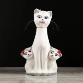 Копилка "Кошка с котятами", флок, белая, 31 см, микс 1129368 - КОЛОРЛОН ВТД Новосибирск