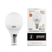 Лампа Gauss Elementary Шар 8W 520lm 3000K Е14 LED - КОЛОРЛОН ВТД Новосибирск