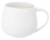Кружка 400 мл 13*10*8,5 см "Белая с золотом" бочонок, NEW BONE CHINA Состав: Фарфор - КОЛОРЛОН ВТД Новосибирск