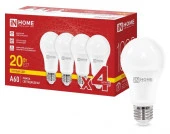Лампа LED-A60-VC 4PACK 20Вт 230В Е27 3000К 1900Лм (4шт./упак) IN HOME - КОЛОРЛОН ВТД Новосибирск