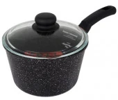 Ковш 2,0л SA-BC03-2GC Каменная Black со стеклянной крышкой литой черный - КОЛОРЛОН ВТД Новосибирск