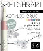 22-0154 НАБОР МАРКЕРОВ-КИСТЕЙ  АКРИЛОВЫХ "SKETCH&ART. ПАСТЕЛЬНЫЕ ЦВЕТА", 6 ЦВ. - КОЛОРЛОН ВТД Новосибирск