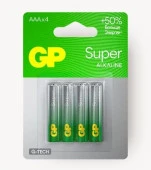 Алкалиновые батарейки GP Super Alkaline G-Tech 24А ААA - 4 шт. - КОЛОРЛОН ВТД Новосибирск