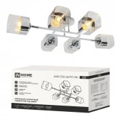 Люстра AURA TESO-6E27ST-WH 6хЕ27 прозрачные плафоны, белый корпус IN HOME - КОЛОРЛОН ВТД Новосибирск