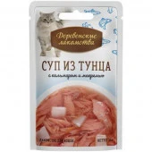Деревенские лакомства пауч д/кош..суп из тунца с кальмаром и макрелью 35г - КОЛОРЛОН ВТД Новосибирск