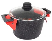 Кастрюля 3,0л SA-P03-3 Каменная Black с крышкой литая черная - КОЛОРЛОН ВТД Новосибирск