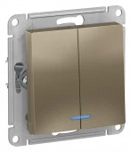 ATN000553 Шампань Выключатель 2 кл. c подсв AtlasDesign - КОЛОРЛОН ВТД Новосибирск